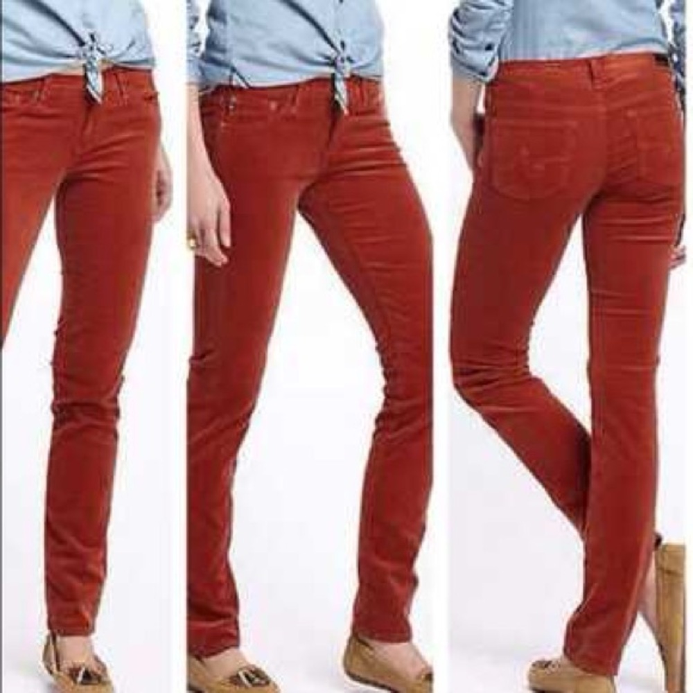 AG Adriano Goldschmied Stevie Corduroy Slim Straight Rust Cords Skinny Jeans